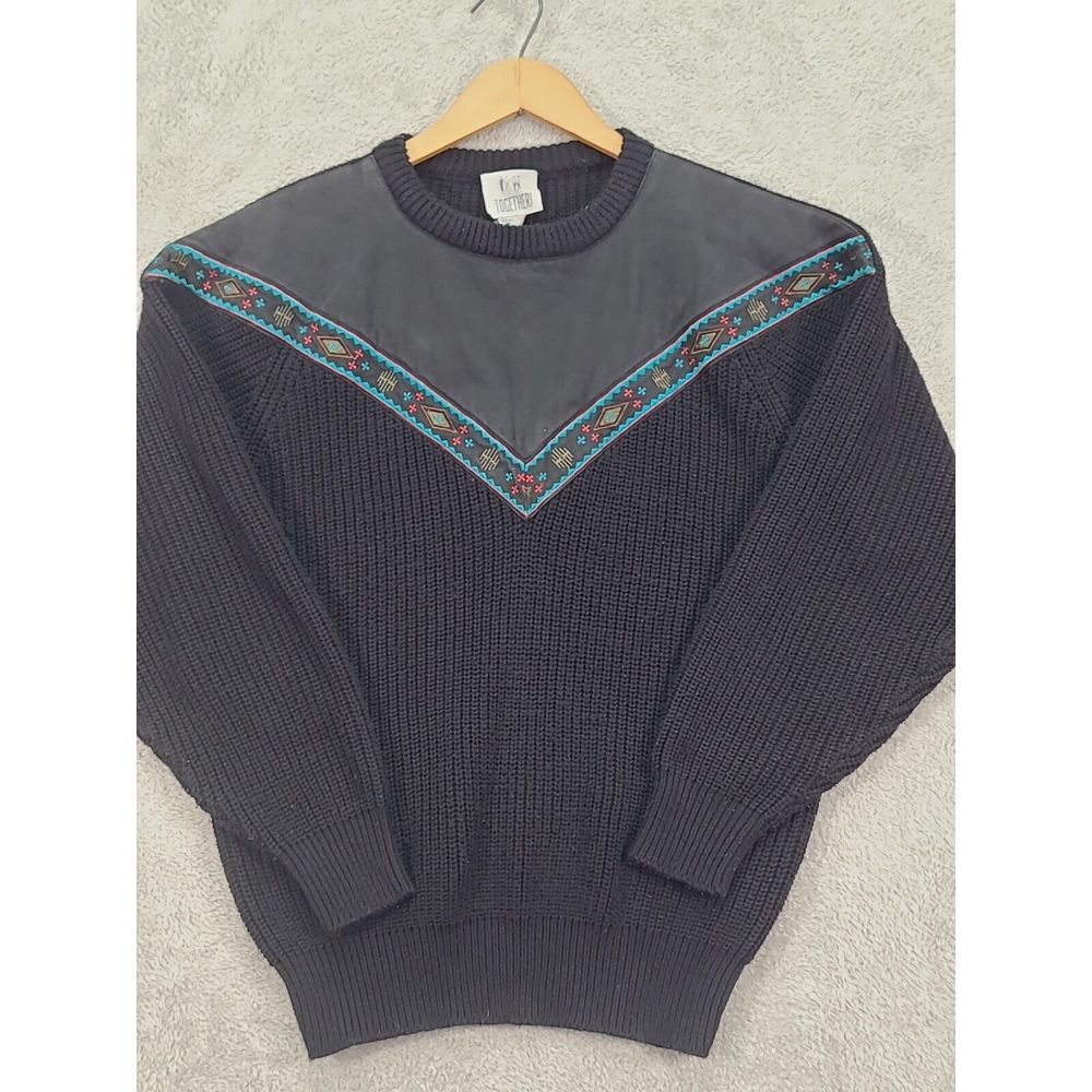 Vintage Together Sweater  Womens Aztec Black  Size‎ Small Acrylic